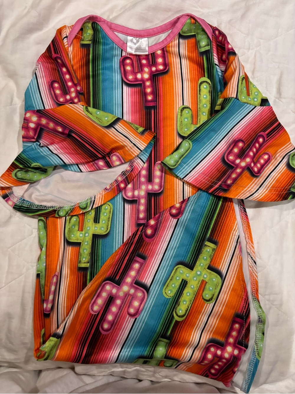 Bright Cactus Print Long Sleeve Top - Multicolor